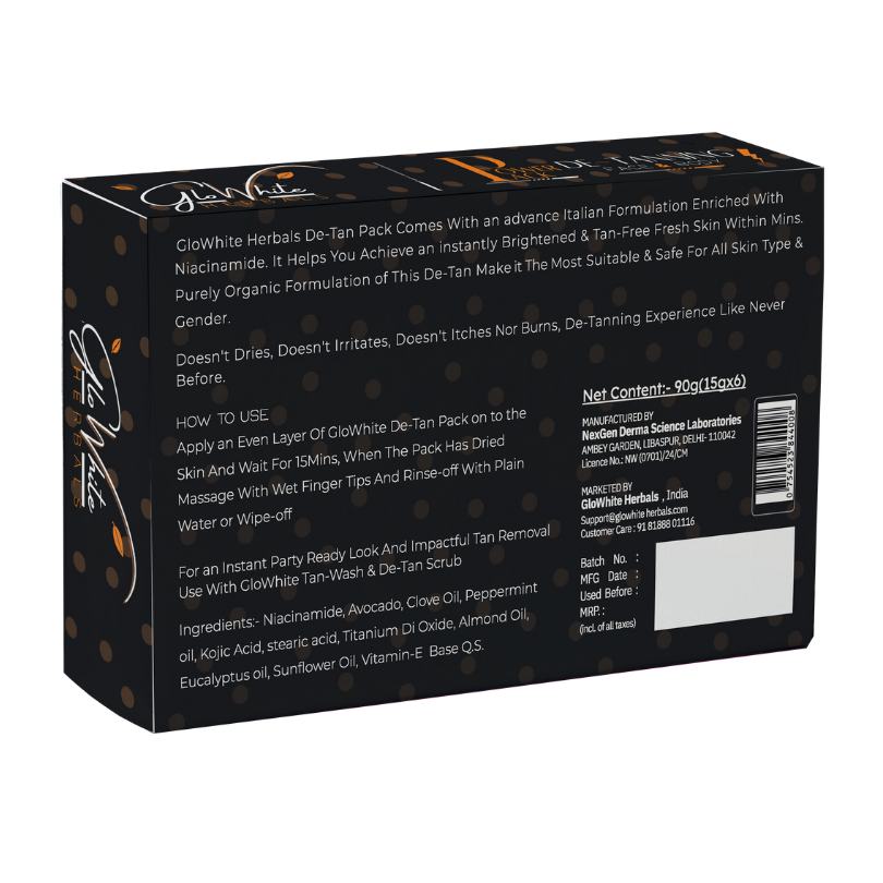 Detan Cream with Niacinamide For Skin Brightening & Tan Removal (15X6 sachets) (90 g)