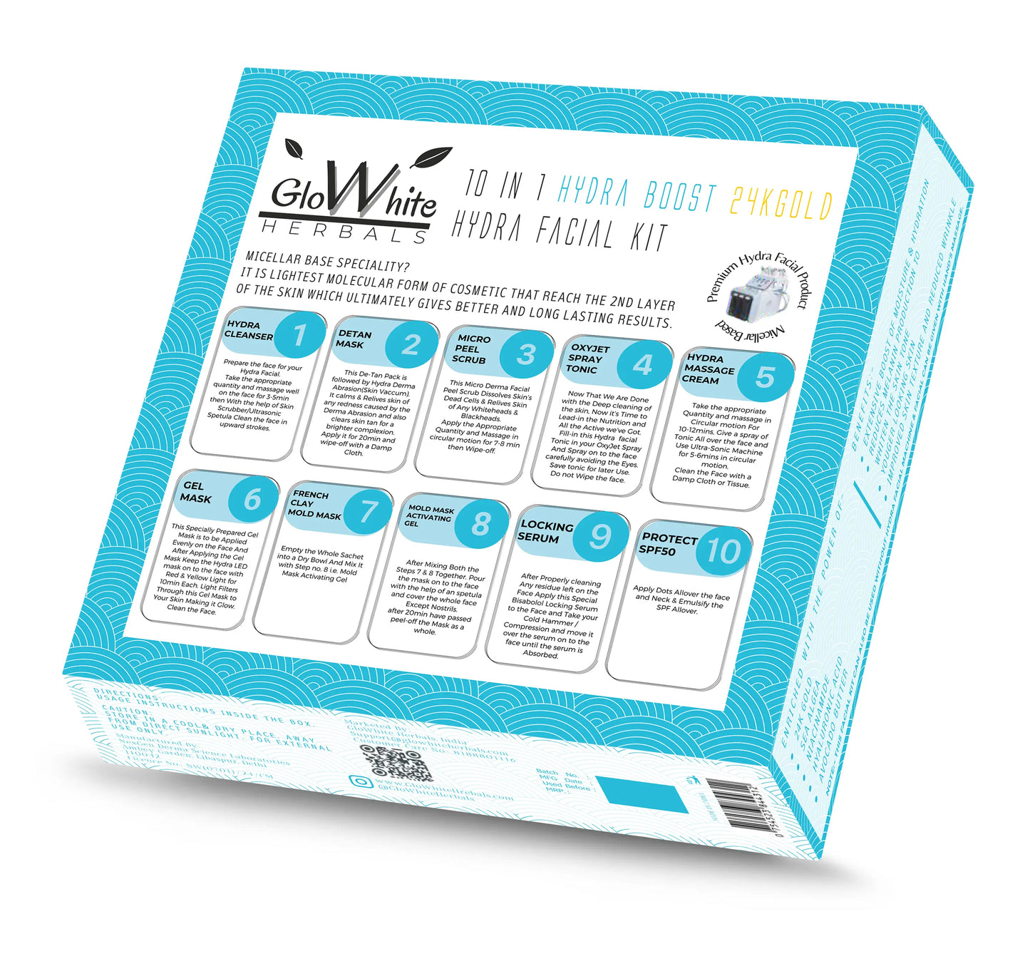 GloWhite Herbals 10 in 1 Hydra Boost 24K Gold Hydra Facial Kit
