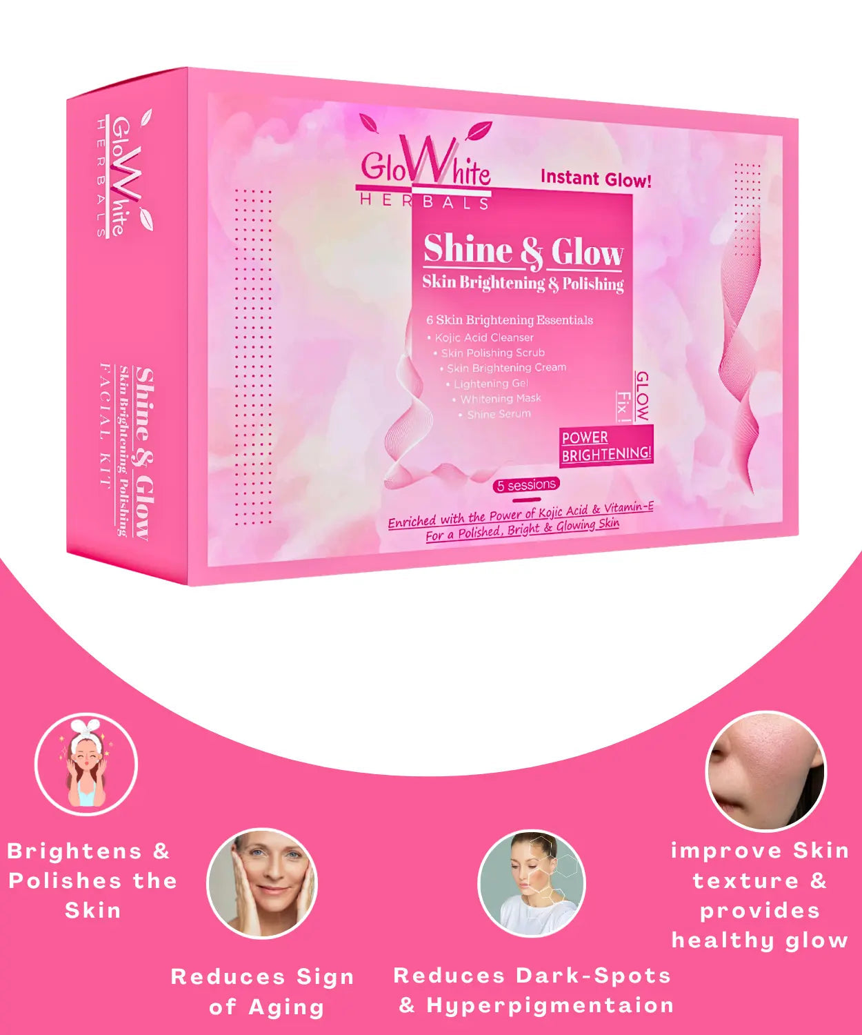 Shine & Glow Facial Kit For Instantly Polished, Bright & Glowing Skin GloWhite Herbals