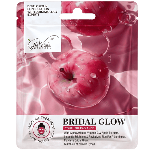 Bridal Glow Facial Kit 6-Step Facial Kit | With Alpha Arbutin, Vitamin C & Apple Extract | Instant Brightening & Pre-Bridal Glow Facial | Single Use Facial Kit