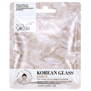 GloWhite Herbals Korean Glass Skin Facial Kit 6-Step Glow Ritual | Korean Cica, Rice Water & Niacinamide | Deeply Exfoliate, Refines Pores & Brightens Skin Tone | Single Use Facial