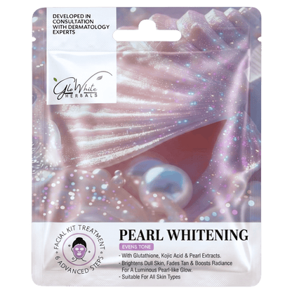 Pearl Facial Kit 6-Step Facial Kit | With Glutathione, Kojic Acid & Pearl Extract | Brightening & Tan Removal Facial | Single Use Facial