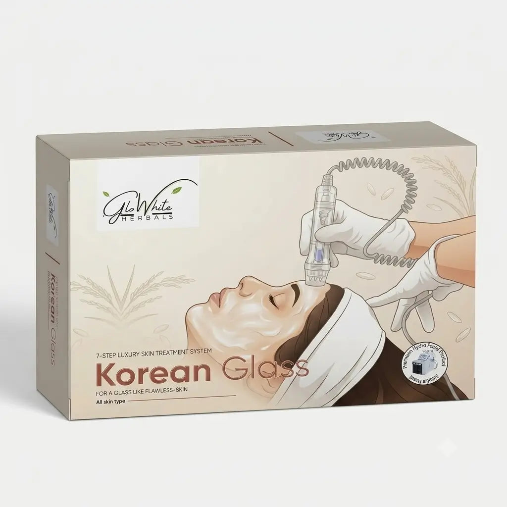 Korean Glass Skin Facial Kit 10-Step | For a Glass Like Clear And Radiant Skin | Hydra Facial Kit | Suitable for Hand Application & Hydra Machine Use | With Rubber Mould Mask and a Free Face Wash