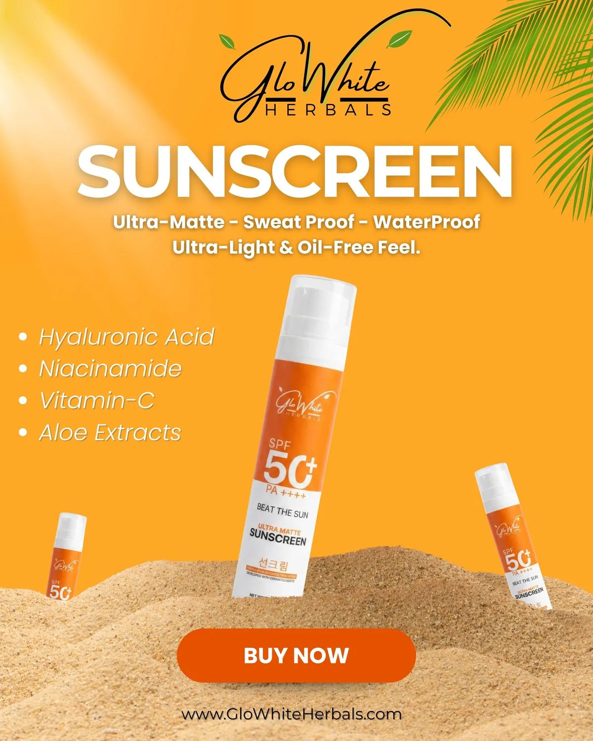 SPF 50+ Ultra-Matte Sunscreen, Sweat Proof & WaterProof, öl-frei