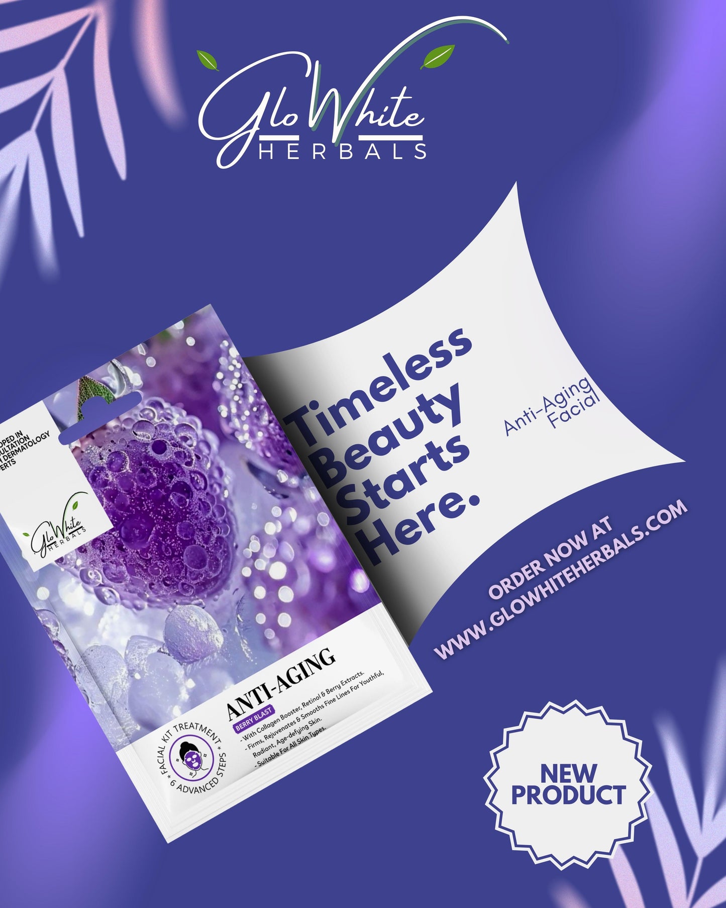 Anti-Aging Facial Kit – 6 Step Professional Salon Facial | With Hyaluronic Acid, Retinol & Vitamin C | Skin Firming & Wrinkle Care | Single Use Facial Kit for Women & Home Use