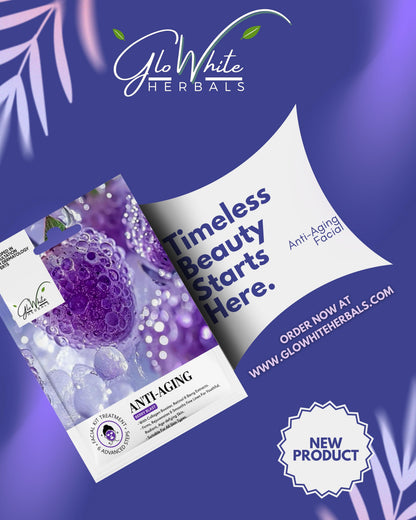 Anti-Aging Facial Kit 6-step sachets, 'Timeless Beauty Starts Here' callout