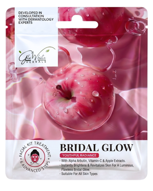 Bridal Glow Facial Kit 6-Step Facial Kit | With Alpha Arbutin, Vitamin C & Apple Extract | Instant Brightening & Pre-Bridal Glow Facial | Single Use Facial Kit