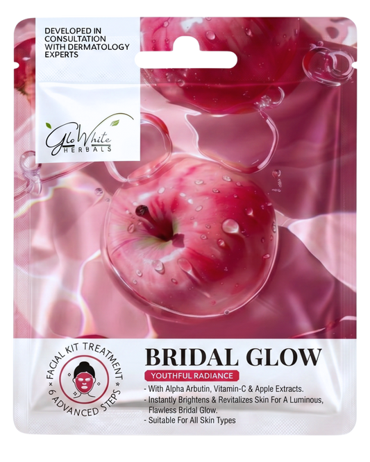 Bridal Glow Facial Kit 6-Step Facial Kit | With Alpha Arbutin, Vitamin C & Apple Extract | Instant Brightening & Pre-Bridal Glow Facial | Single Use Facial Kit