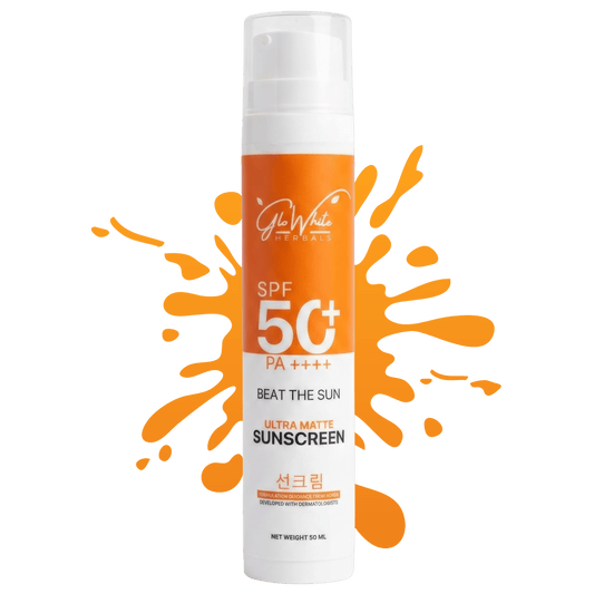 GloWhite Herbals SPF 50+ PA++++ Sunscreen | Ultra Matte, Oil-Free, No White Cast (50ml)