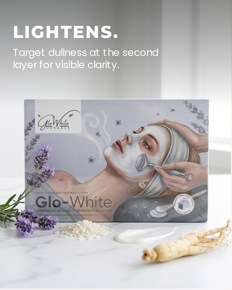 GloWhite Herbals Signature Skin Brightening Facial Kit 350g | Hyaluronic Acid, Niacinamide & Vitamin C | Radiant & Glowing Skin