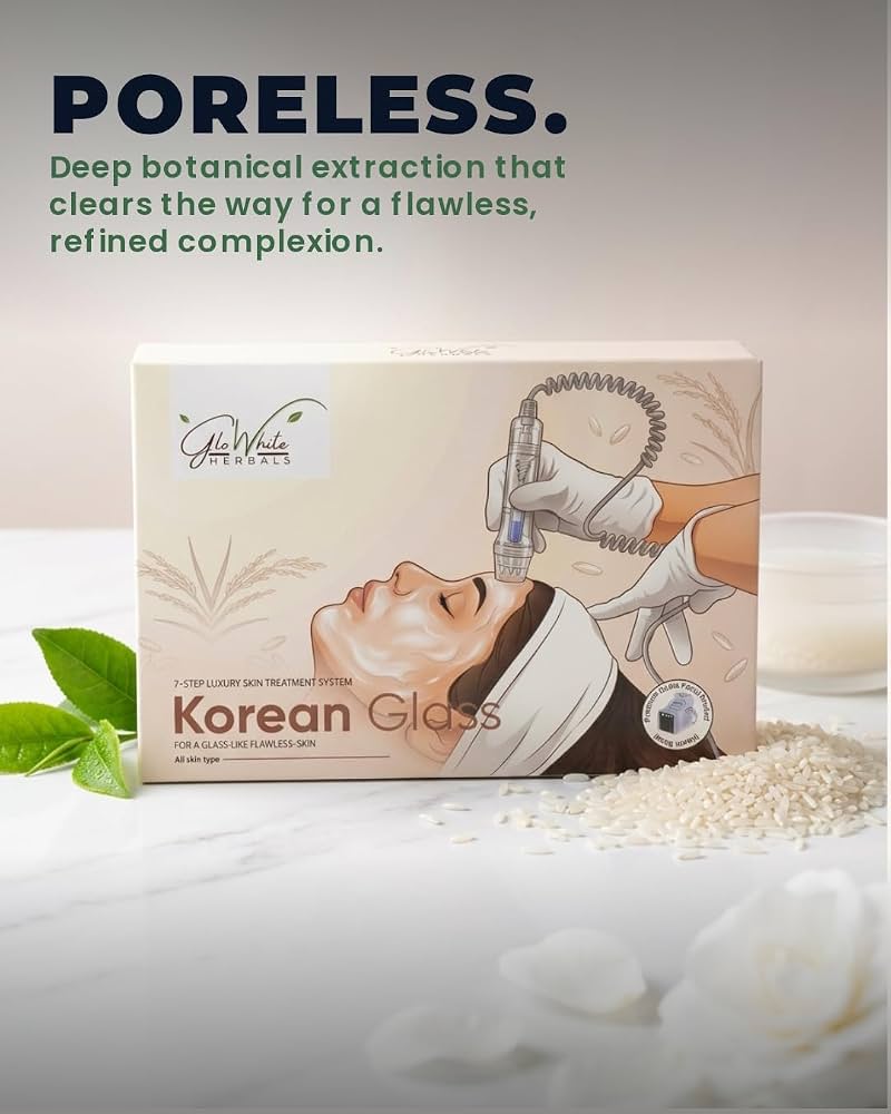 Korean Glass Skin Facial Kit 10-Step | For a Glass Like Clear And Radiant Skin | Hydra Facial Kit | Suitable for Hand Application & Hydra Machine Use | With Rubber Mould Mask and a Free Face Wash