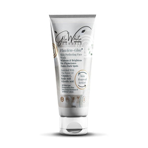 Flawless Glow Vitamin-C face wash tube, silver-gray and white label, 100 g