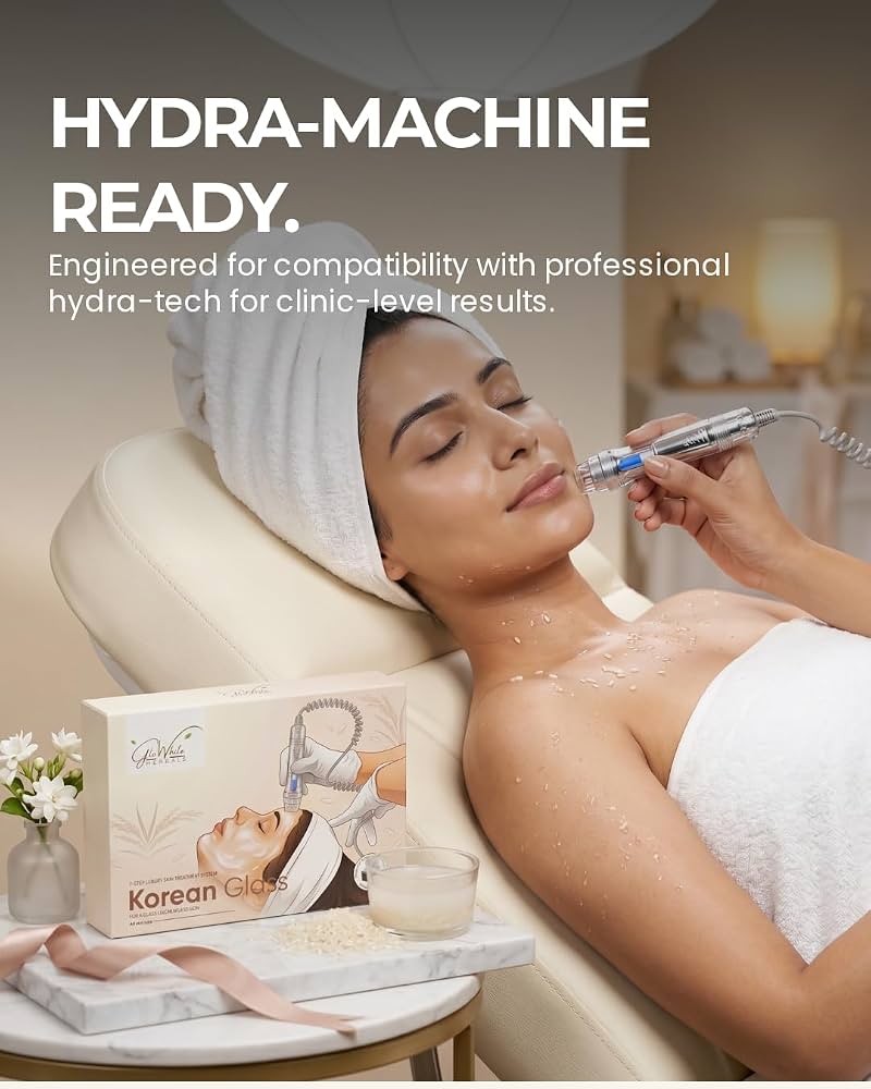 Korean Glass Skin Facial Kit 10-Step | For a Glass Like Clear And Radiant Skin | Hydra Facial Kit | Suitable for Hand Application & Hydra Machine Use | With Rubber Mould Mask and a Free Face Wash