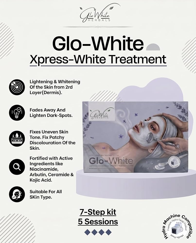 GloWhite Herbals Signature Skin Brightening Facial Kit 350g | Hyaluronic Acid, Niacinamide & Vitamin C | Radiant & Glowing Skin