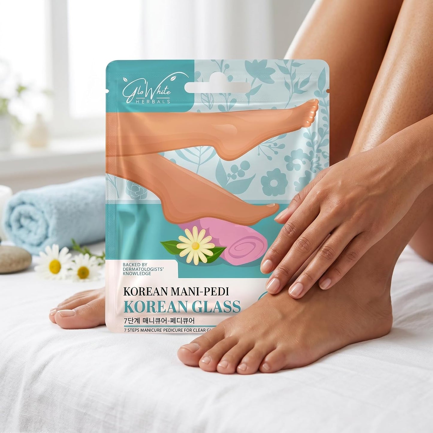 Korean Manicure Pedicure Kit for Glass-Skin Soft Hands & Feet | 7-Step At-Home Mani-Pedi Spa | Herbal, Dermatologist-Backed Foot & Hand Care | For All Skin Types