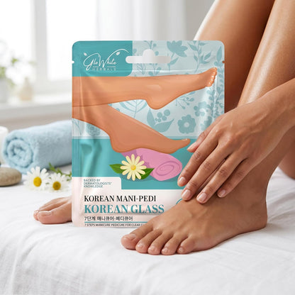 Korean Manicure Pedicure Kit for Glass-Skin Soft Hands & Feet | 7-Step At-Home Mani-Pedi Spa | Herbal, Dermatologist-Backed Foot & Hand Care | For All Skin Types