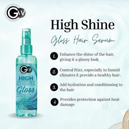 GW Professional High Shine Gloss Hair Serum For Ultimate Shine, Frizz Control and Softness Enriched With Argan oil, Almonds & Vitamin E, 100ML