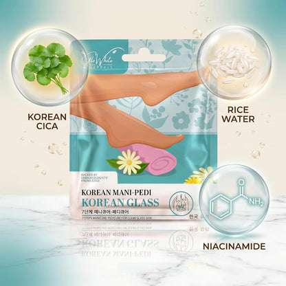 Korean Manicure Pedicure Kit for Glass-Skin Soft Hands & Feet | 7-Step At-Home Mani-Pedi Spa | Herbal, Dermatologist-Backed Foot & Hand Care | For All Skin Types