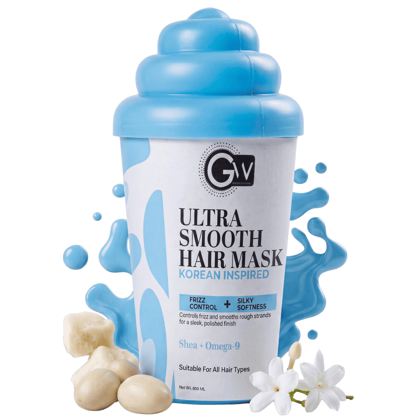 GW Professional Ultra Smooth Hair Spa Mask 800g | Korean Formulation | Shea Butter Omega-9 & Hydrolyzed Keratin | For Deep Conditioning Dry Frizzy & Unmanageable Hair