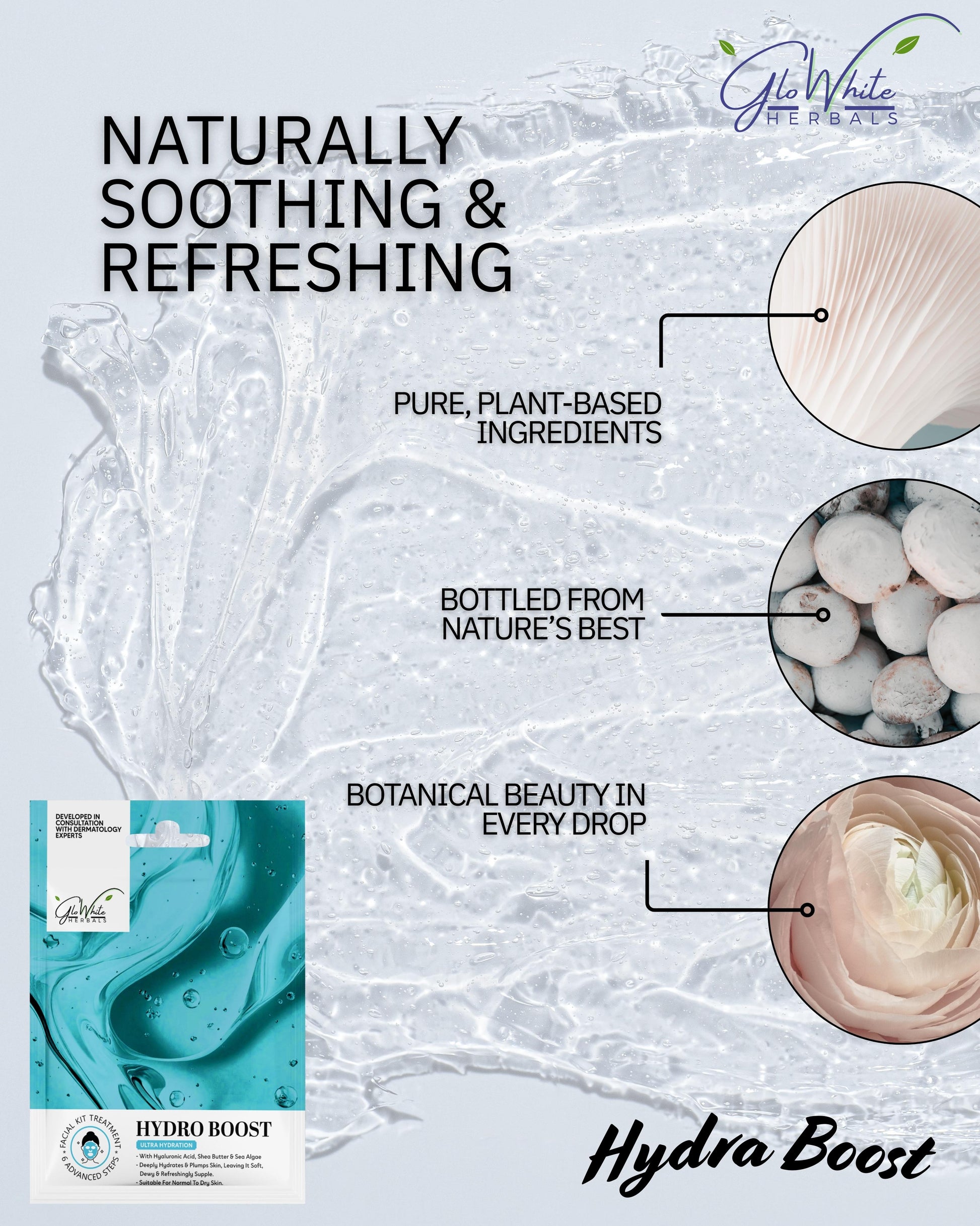 Hydra Boost facial kit pouch, soothing and refreshing hydration