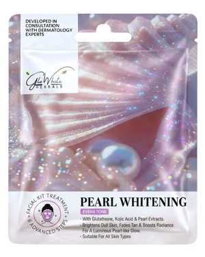 Pearl Facial Kit 6-Step Facial Kit | With Glutathione, Kojic Acid & Pearl Extract | Brightening & Tan Removal Facial | Single Use Facial