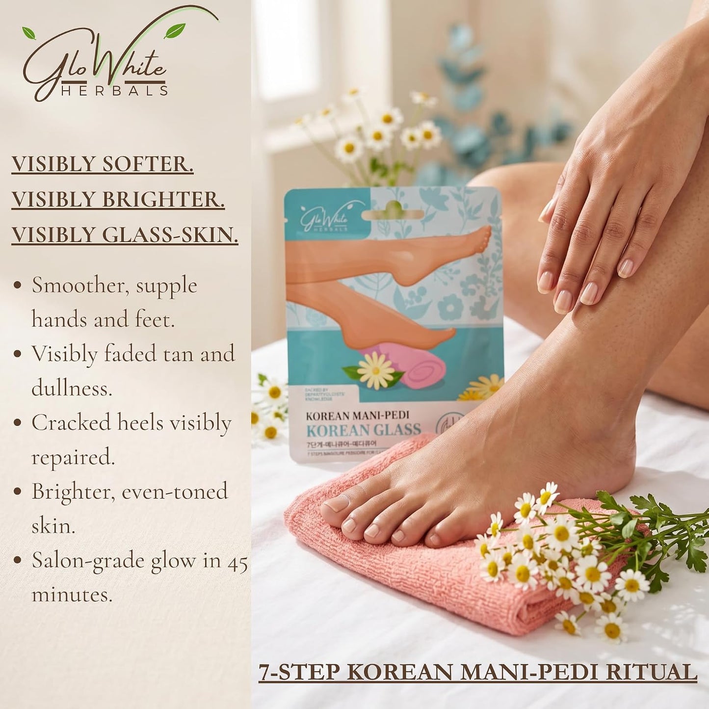 Korean Manicure Pedicure Kit for Glass-Skin Soft Hands & Feet | 7-Step At-Home Mani-Pedi Spa | Herbal, Dermatologist-Backed Foot & Hand Care | For All Skin Types