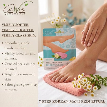Korean Manicure Pedicure Kit for Glass-Skin Soft Hands & Feet | 7-Step At-Home Mani-Pedi Spa | Herbal, Dermatologist-Backed Foot & Hand Care | For All Skin Types