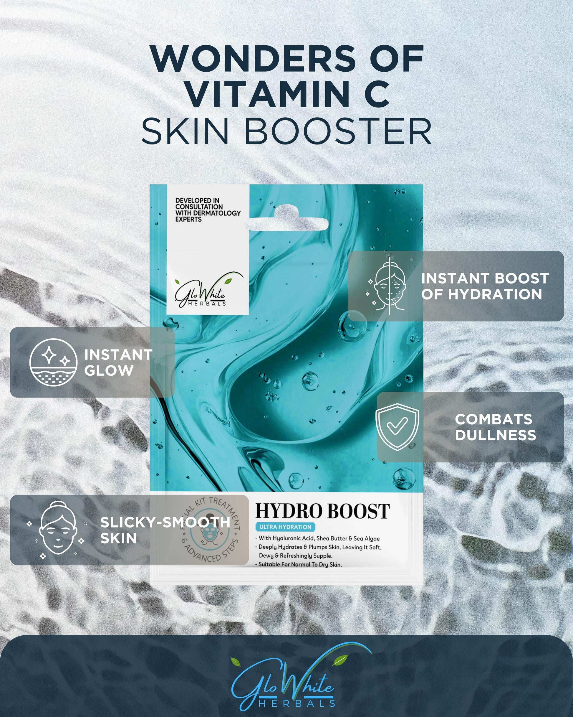 Hydro Boost facial kit pouch with Vitamin C skin booster hydration benefits