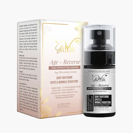Age-Reverse Hyaluronic Acid & Retinol face serum with pump bottle and boxed packaging