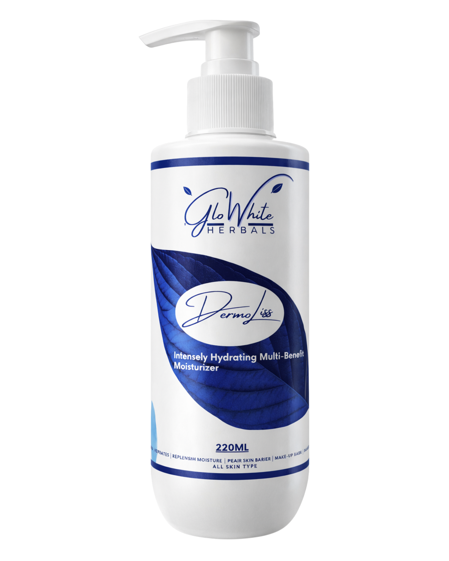 DermoLiss Intensely Hydrating Multi-Benefit Moisturizer 220ml bottle, GloWhite Herbals