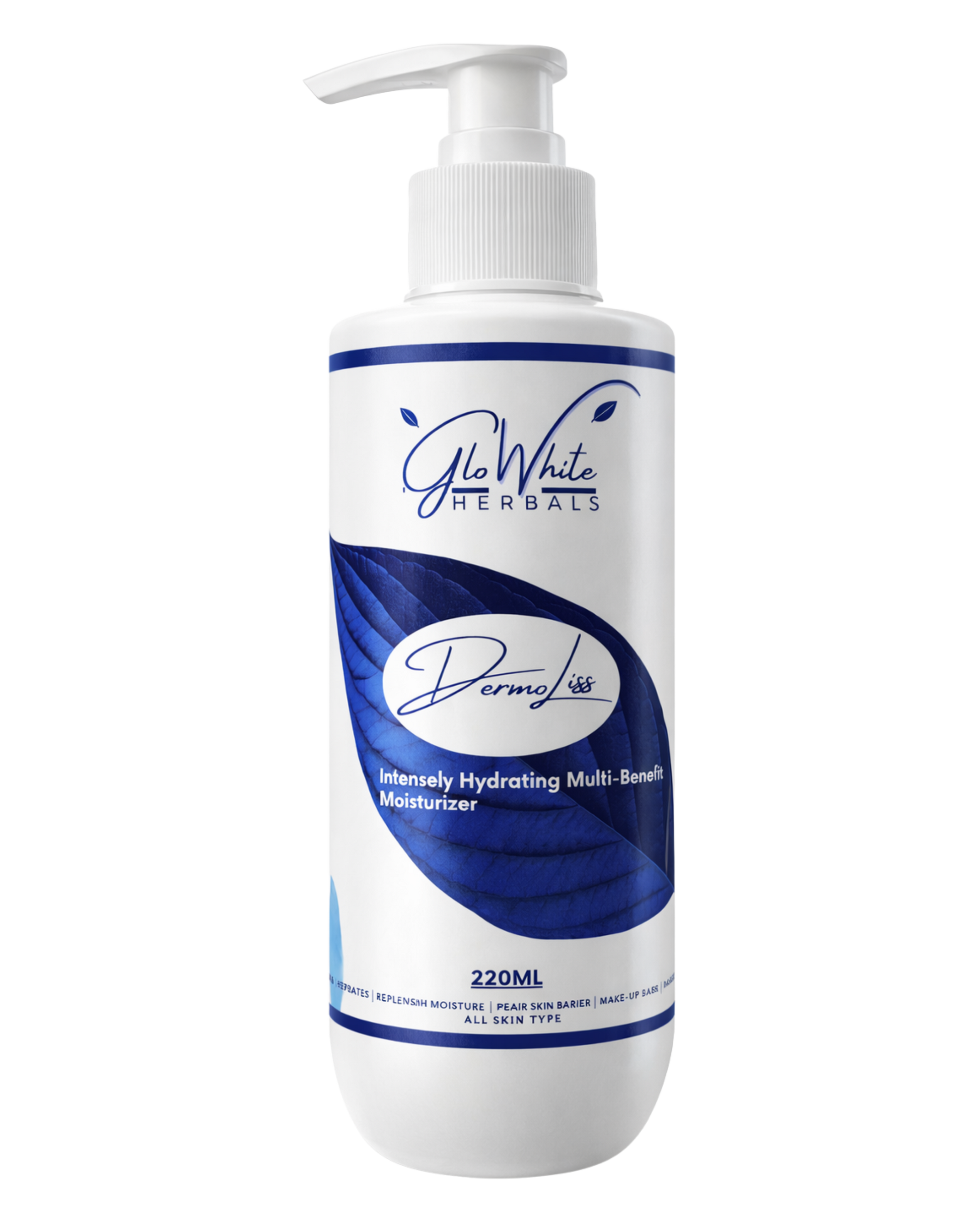 DermoLiss Intensely Hydrating Multi-Benefit Moisturizer 220ml bottle, GloWhite Herbals