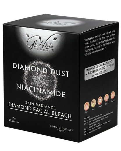 GloWhite Herbals Advance Diamond Bleach For Face | 1st Dermatologically Tested No-Itching Gentle Bleach For men and women | Enriched With Diamond Dust & Niacinamide | 1kg