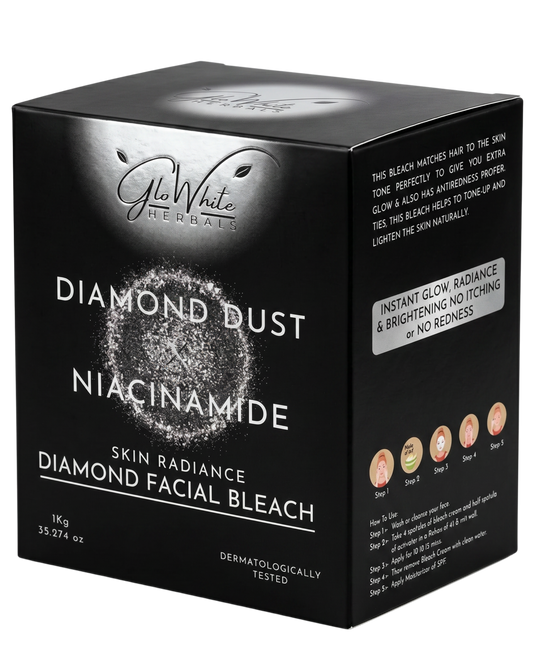 GloWhite Herbals Advance Diamond Bleach For Face | 1st Dermatologically Tested No-Itching Gentle Bleach For men and women | Enriched With Diamond Dust & Niacinamide | 1kg
