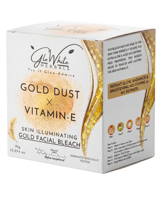 GloWhite Herbals Gold Bleach for Face & Body for Women | Instant Radiance & Glow | No-Itching & No-Redness Unisex Formula | for All Skin Types | 1kg