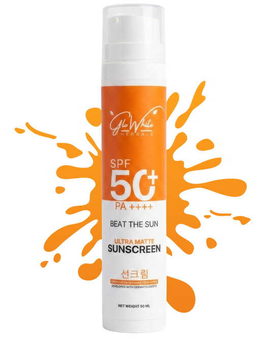 GloWhite Herbals SPF 50+ PA++++ Sunscreen | Ultra Matte, Oil-Free, No White Cast (50ml)