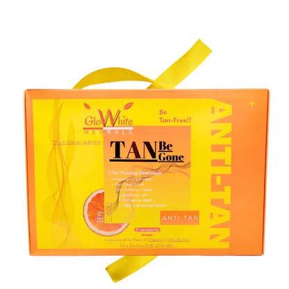 Anti Tan Facial Kit box with ribbon, TAN Be Gone 6-step essentials