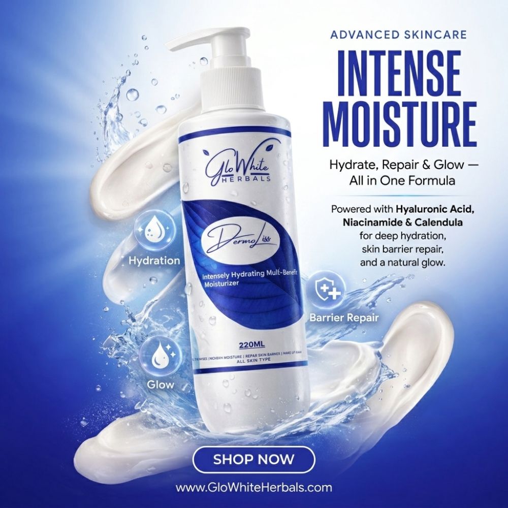 DermoLiss face moisturizer bottle with pump, blue-and-white front label