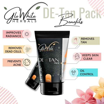 Detan pack 100g: schwarze De-Tan Creme-Tube für Gesicht & Körper, GloWhite Herbals