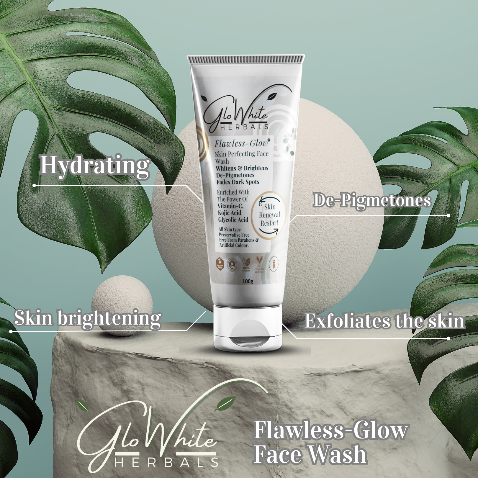 Flawless Glow Skin Perfecting Vitamin-C Face-Wash GloWhite Herbals