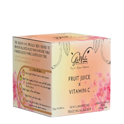 Fruit Juice Vitamin-C facial bleach box with skin illuminating fruit facial bleach label