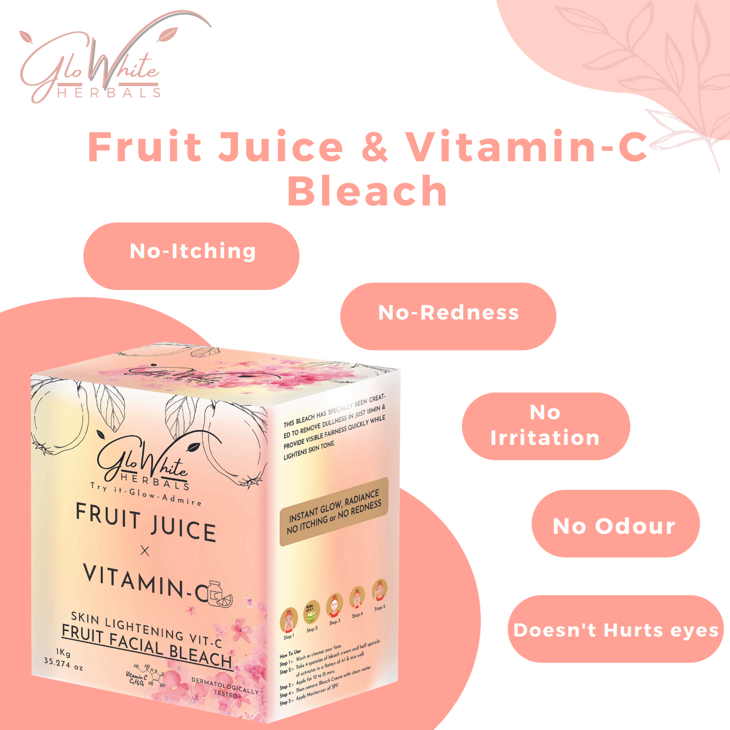 Vitamin-C Fruit Bleach For Face& Body Bleach | No-Itching & No-Redness Formula | 1kg