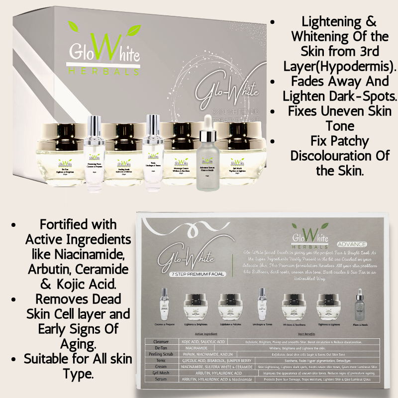 GloWhite Herbals Signature Skin Lightening & Whitening Treatment Facial Kit GloWhite Herbals