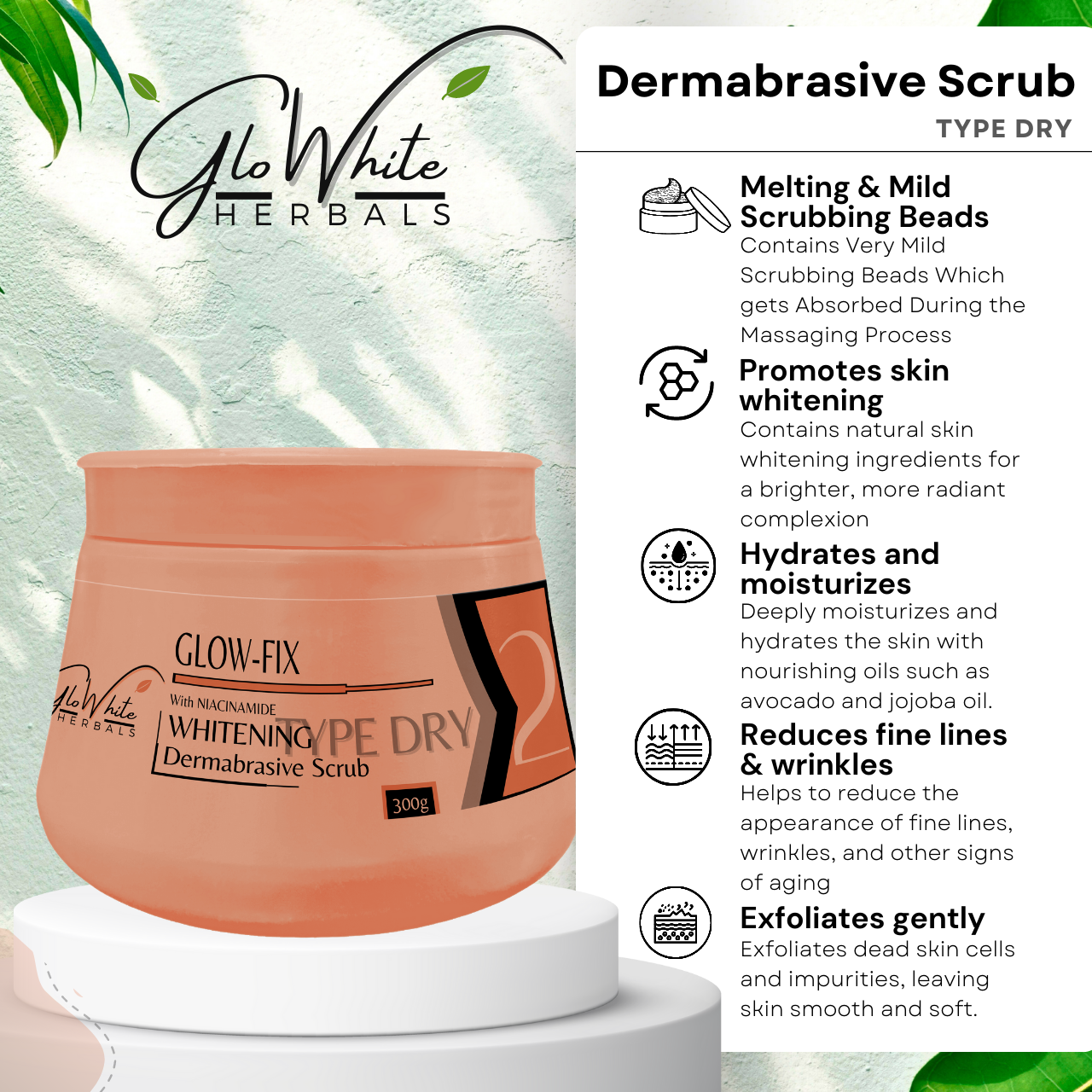 Glow-Fix Deep Exfoliating & Polishing Dermabrasive Face Scrub GloWhite Herbals