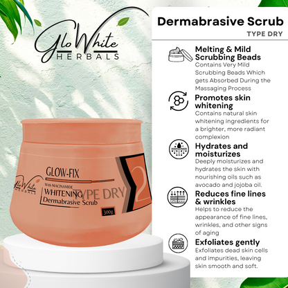 Glow-Fix whitening type dry dermabrasive scrub jar, 300g
