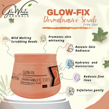 Glow-Fix dermabrasive scrub jar for dry skin, 300g