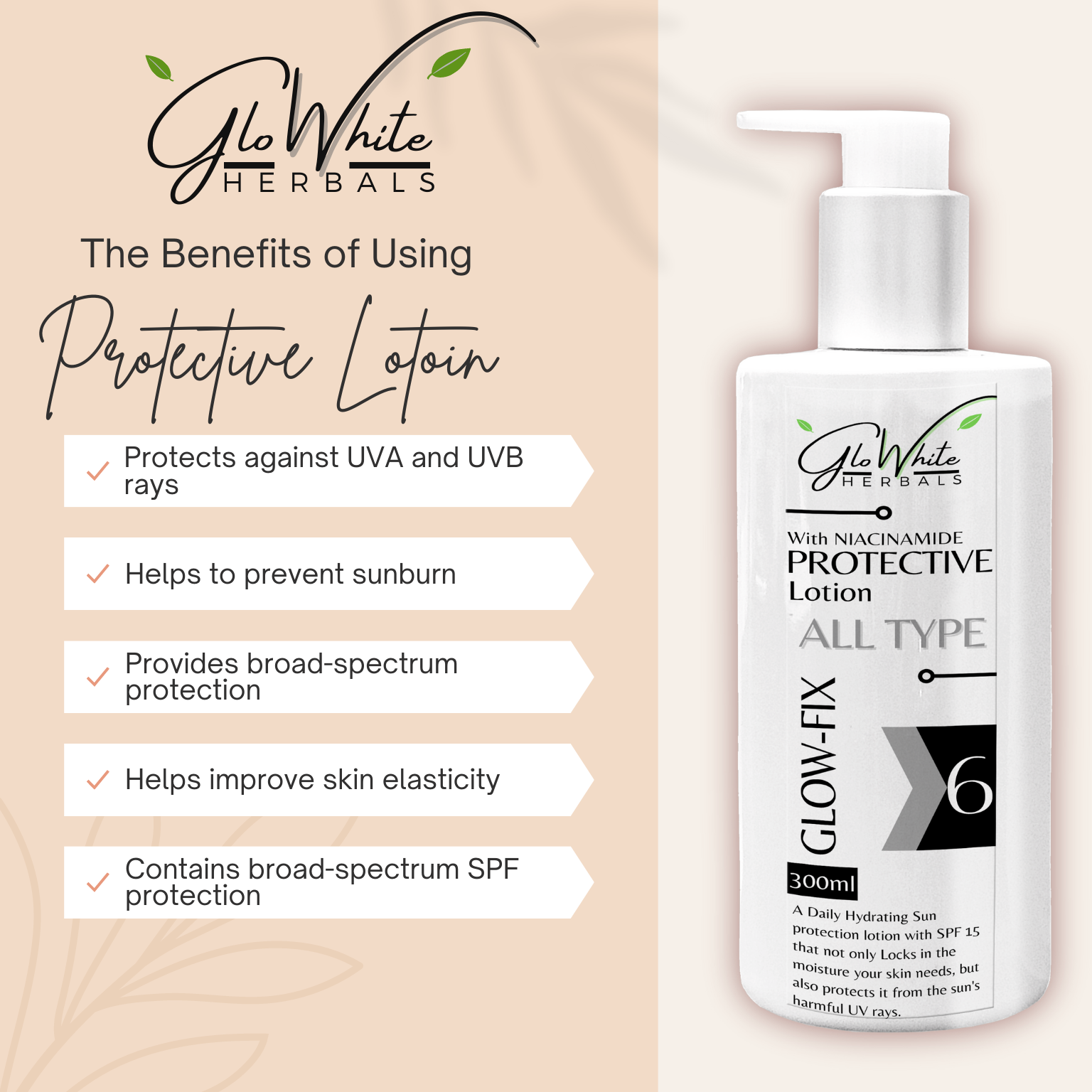 Glow-Fix Protective Lotion with SPF 15 GloWhite Herbals