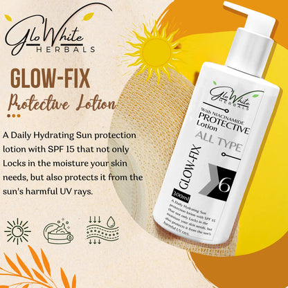 Glow-Fix Protective Lotion SPF 15, 300ml pump bottle for All Type
