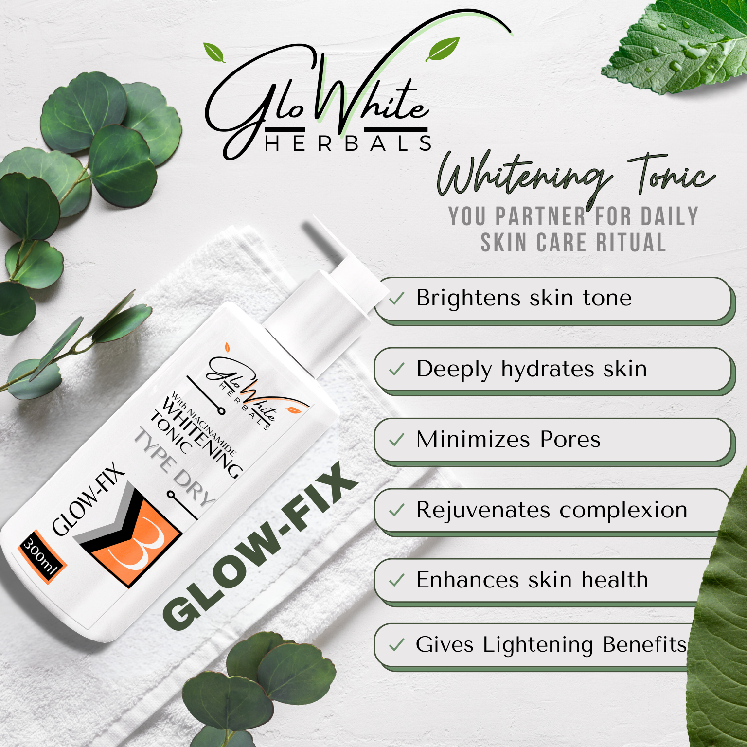 Glow-Fix Skin Whitening Tonic(Toner) GloWhite Herbals