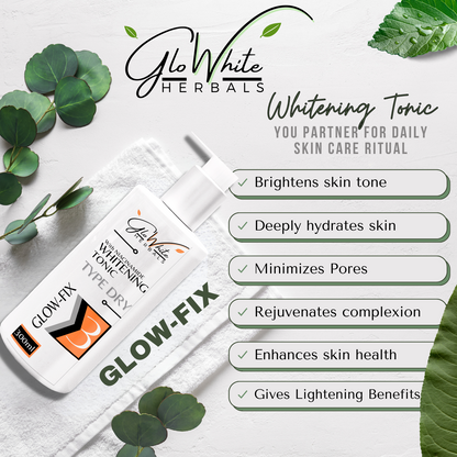 Glow-Fix Whitening Tonic Type Dry, niacinamide front label bottle