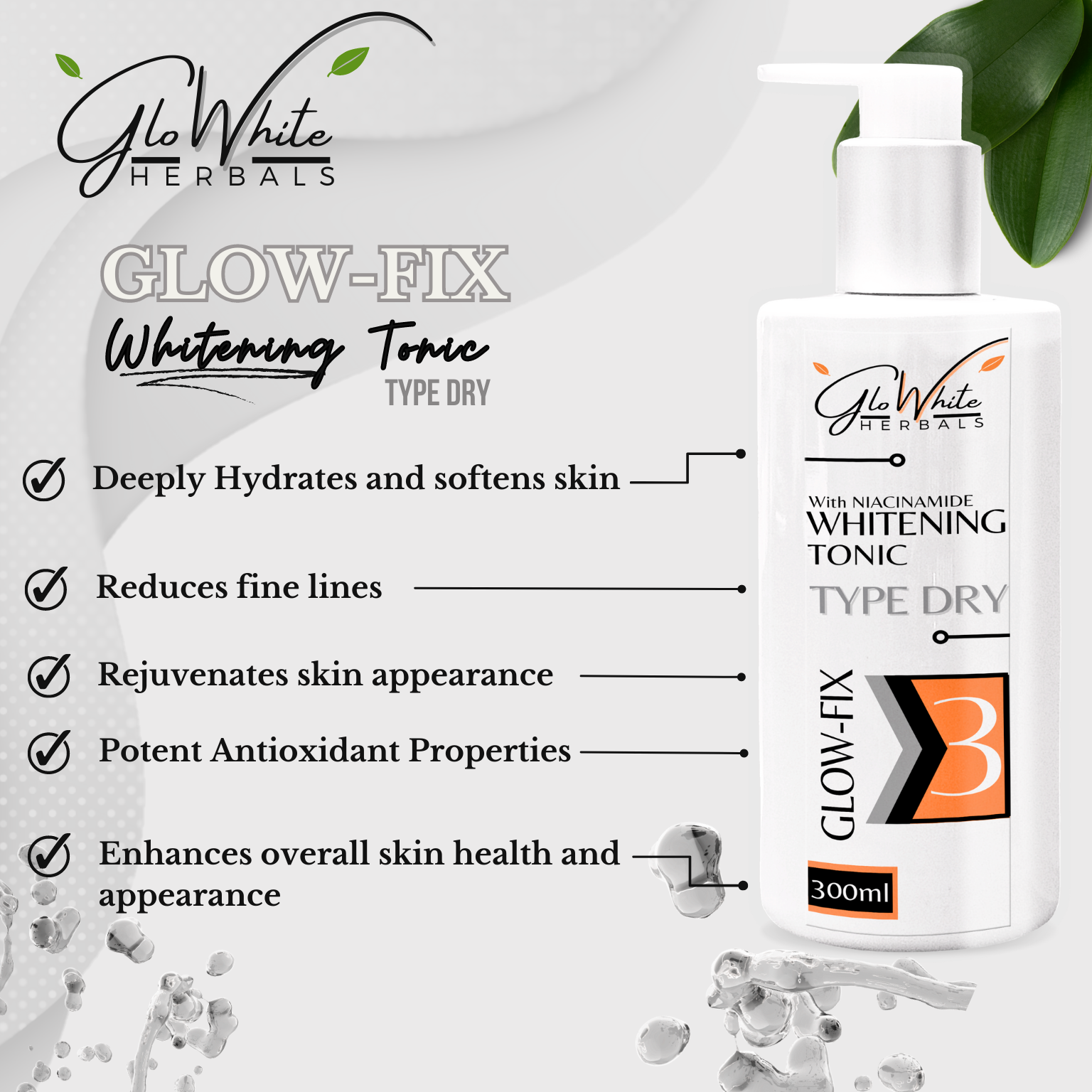 Glow-Fix Skin Whitening Tonic(Toner) GloWhite Herbals